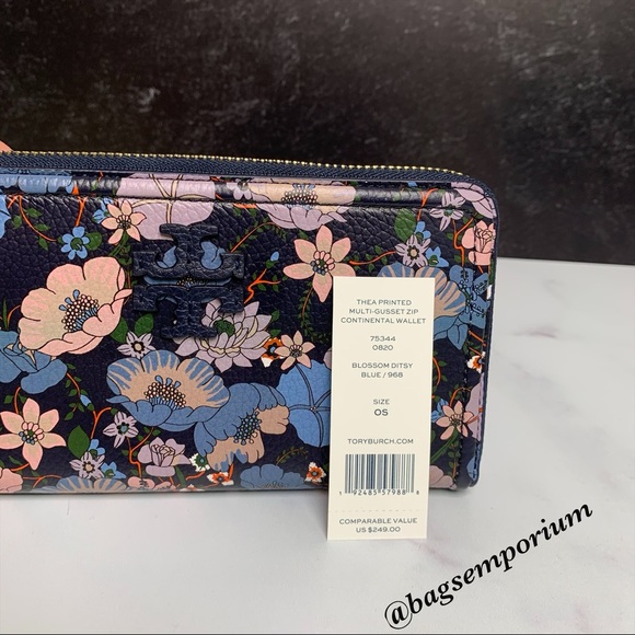 Tory Burch Thea Floral Printed Leather Wallet - Picture 9 of 12